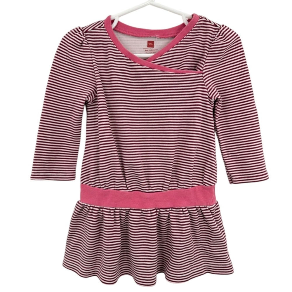 Tea Collection Girls 18-24M 100% Cotton Dress Pink Stripes Cute Sustainable
